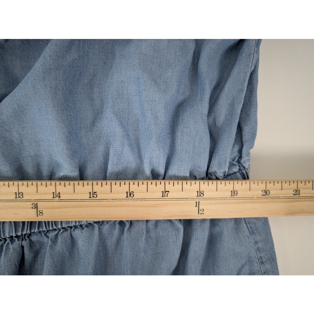 Old Navy Smocked Blue Chambray Midi Dress Off Shoulder 2XL Cowgirl Western - Picture 9 of 11